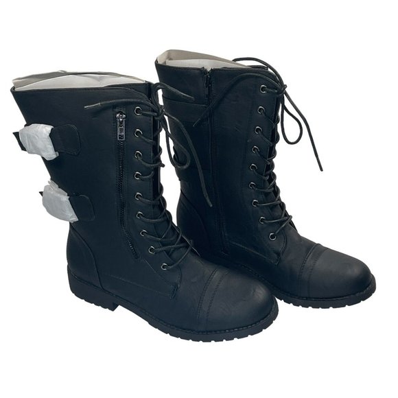 Top Moda Pack-72 Women's Fashion Mid Calf Combat Military Lace Boots Size 9 - Picture 1 of 13